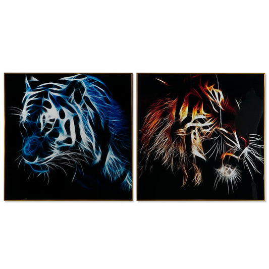 Quadro DKD Home Decor Tigre 80 x 3 x 80 cm Moderno (2 Unità)