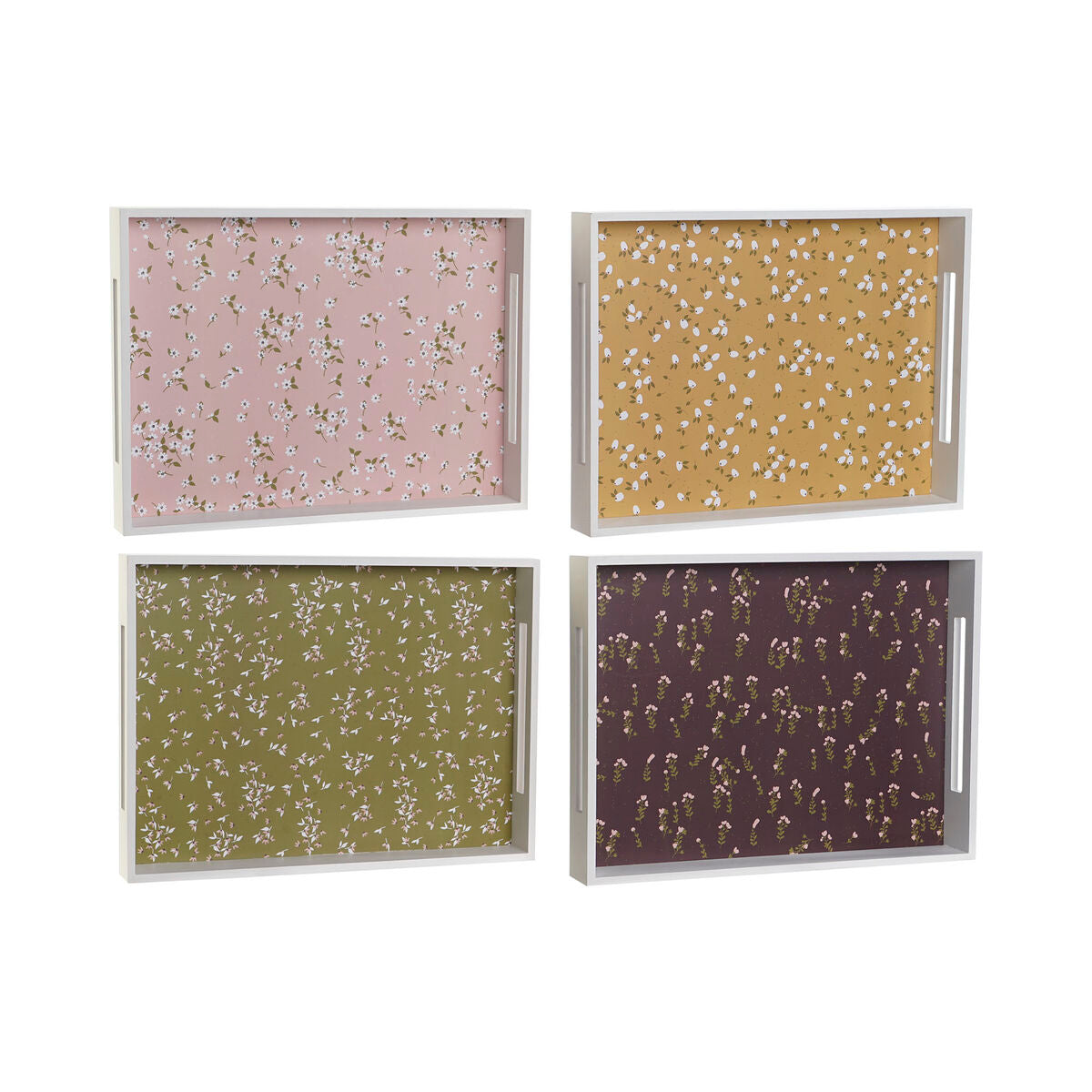 Vassoio DKD Home Decor Legno MDF Shabby Chic 40 x 30 x 5 cm (4 Unità)