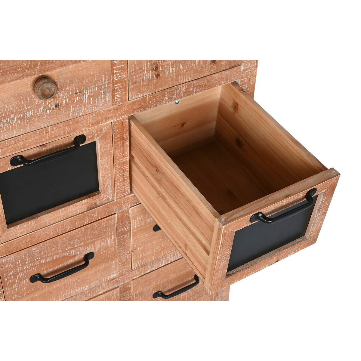Cassettiera Home ESPRIT Nero Naturale Metallo Abete Cottage 110 x 40 x 92,5 cm