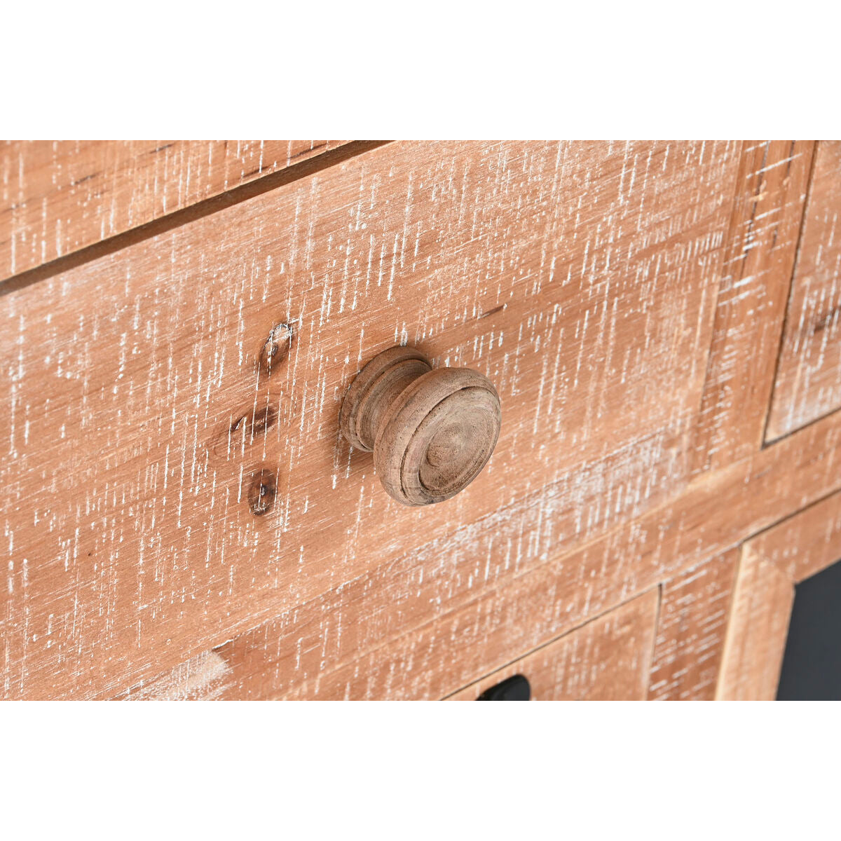 Cassettiera Home ESPRIT Nero Naturale Metallo Abete Cottage 110 x 40 x 92,5 cm