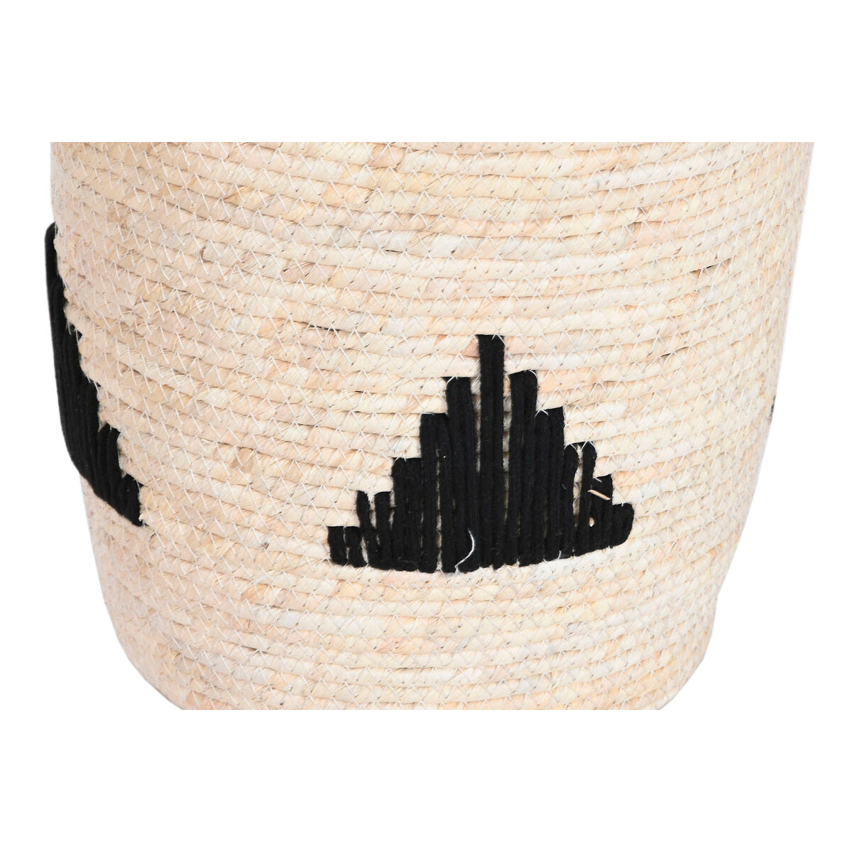 Set di Cesti Home ESPRIT Nero Grigio Naturale Erba di mare Boho 33 x 33 x 40 cm (2 Unità)
