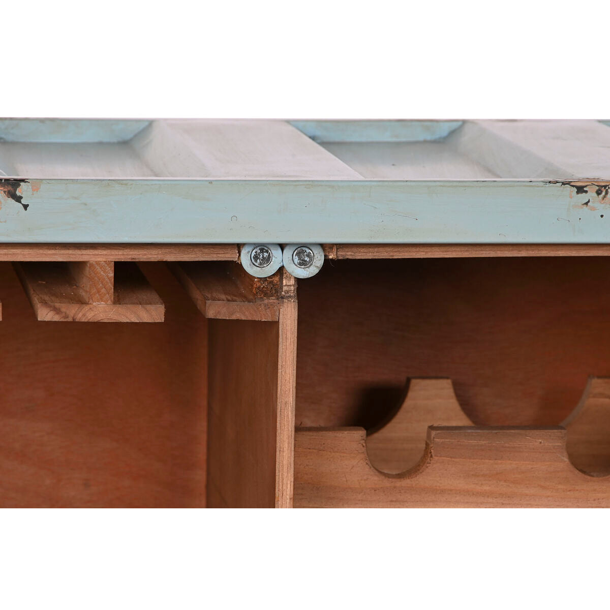 Portabottiglie Home ESPRIT Turchese Metallo Legno MDF 77 x 37 x 64 cm