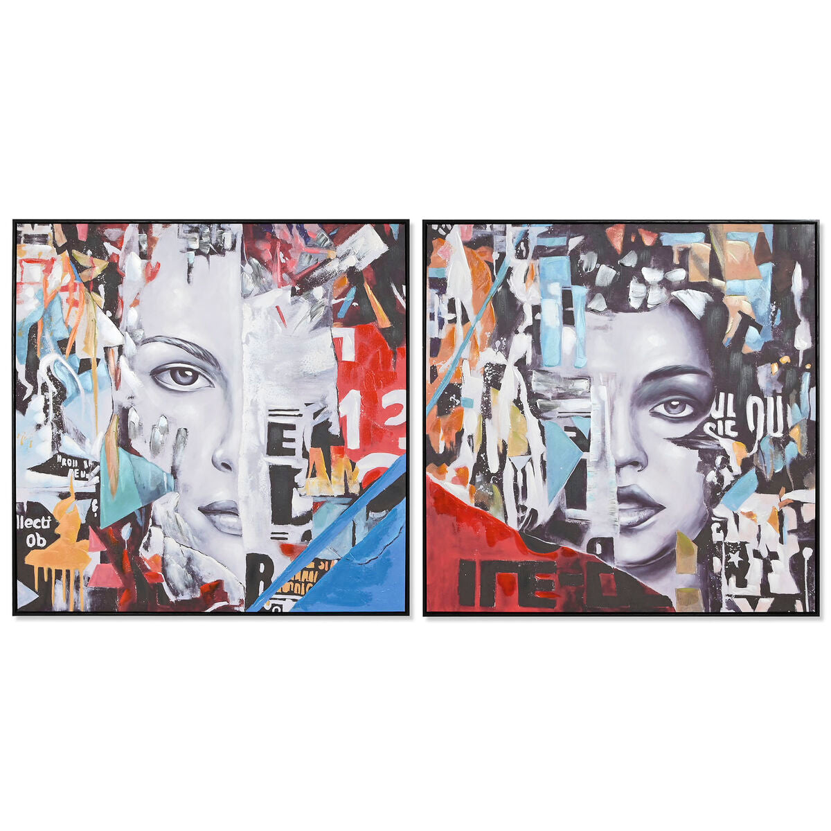 Quadro Home ESPRIT Astratto Moderno 100 x 3,5 x 100 cm (2 Unità)