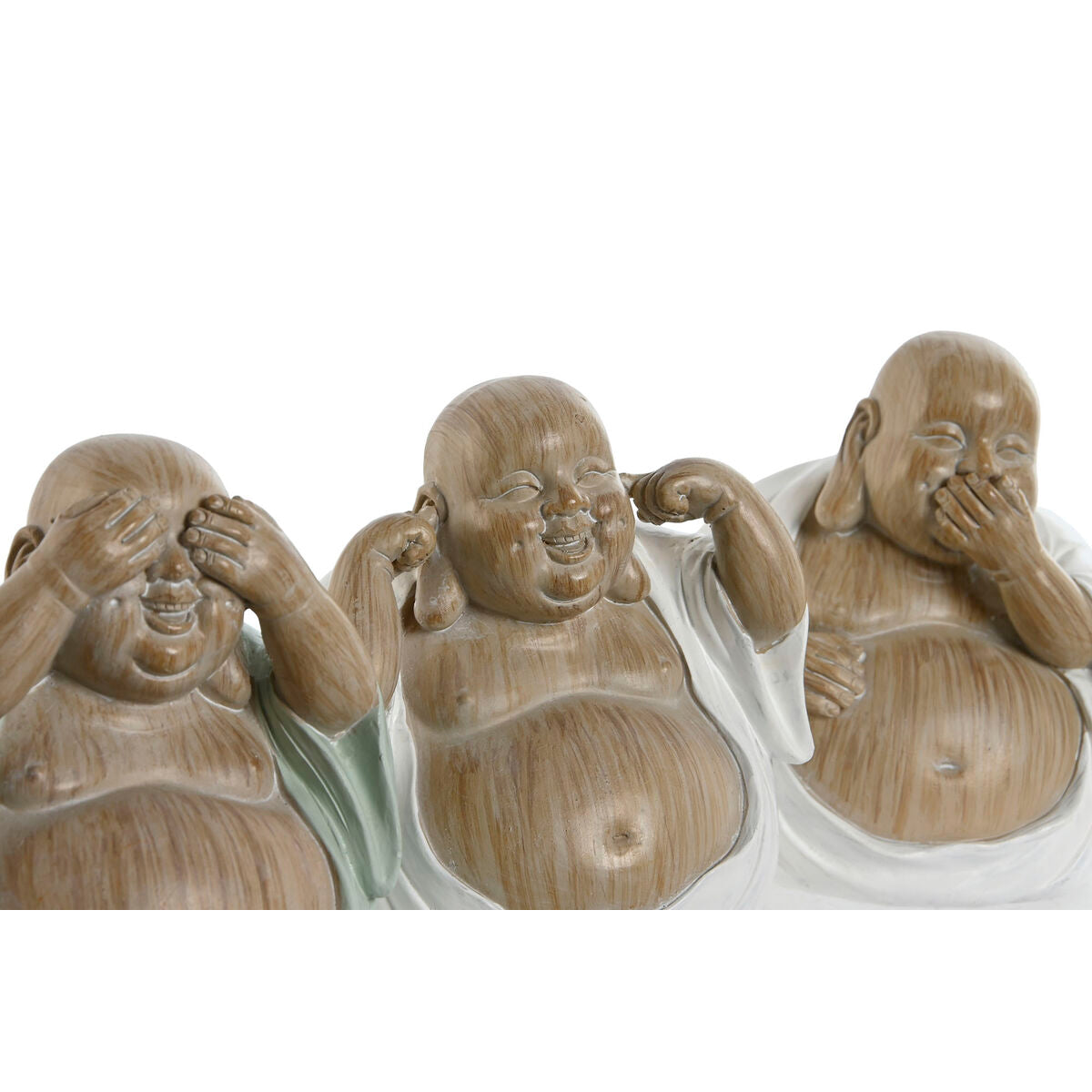Statua Decorativa Home ESPRIT Bianco Verde Buddha Orientale 10 x 9 x 10,5 cm (3 Unità)
