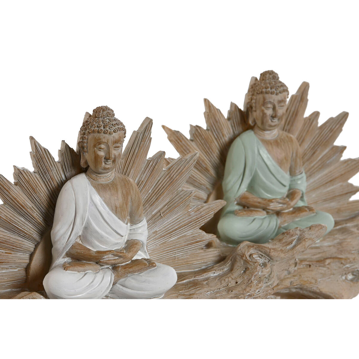 Statua Decorativa Home ESPRIT Bianco Verde Buddha Orientale 30 x 6 x 15 cm (2 Unità)
