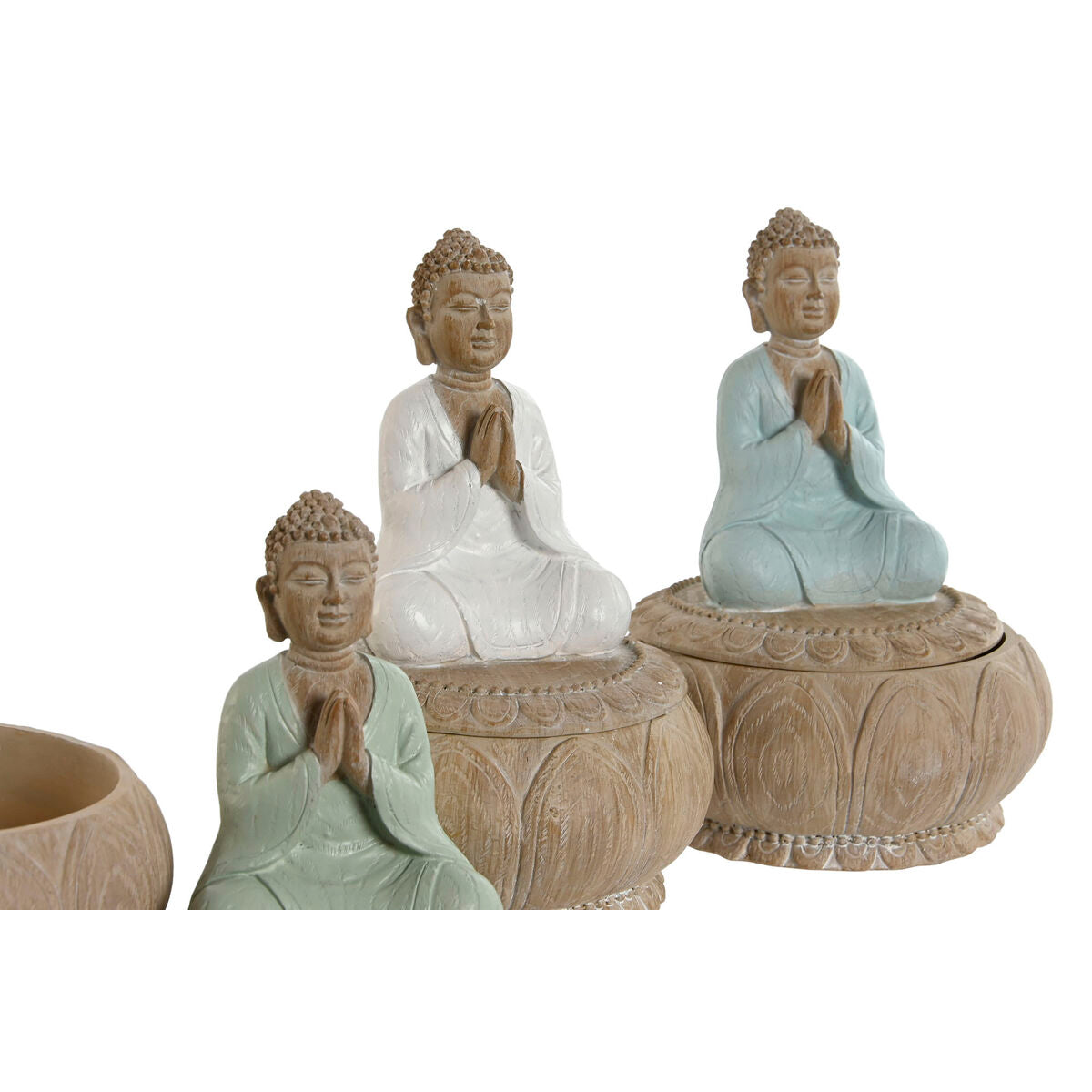 Statua Decorativa Home ESPRIT Bianco Verde Turchese Orientale 11 x 11 x 15 cm (3 Unità)