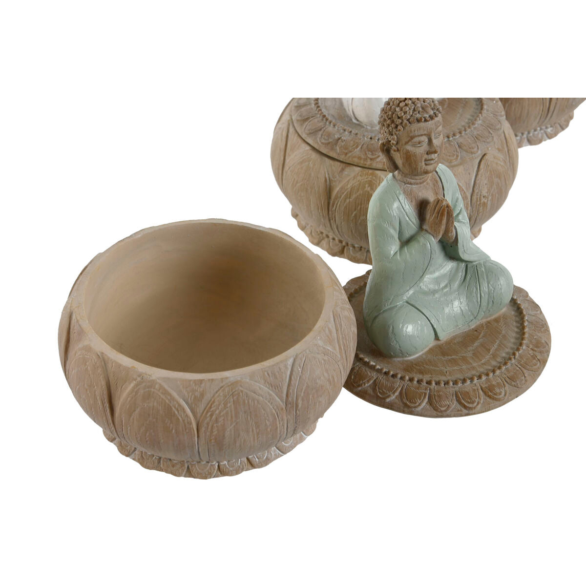 Statua Decorativa Home ESPRIT Bianco Verde Turchese Orientale 11 x 11 x 15 cm (3 Unità)