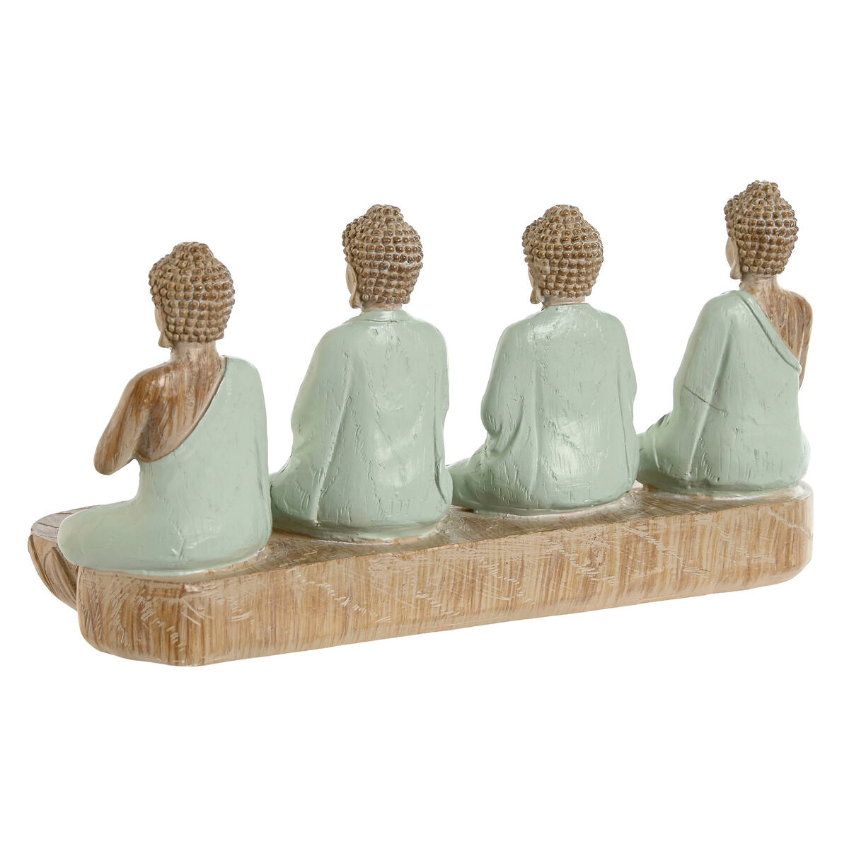 Statua Decorativa Home ESPRIT Bianco Verde Buddha Orientale 24 x 9 x 11 cm (2 Unità)