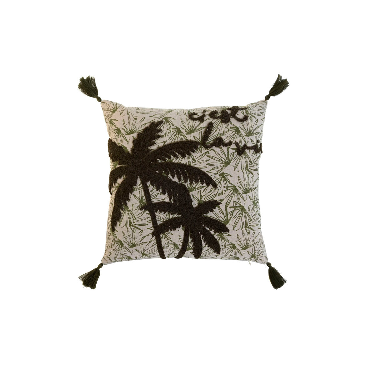 Cuscino Home ESPRIT Verde Beige Palme Boho 45 x 5 x 45 cm
