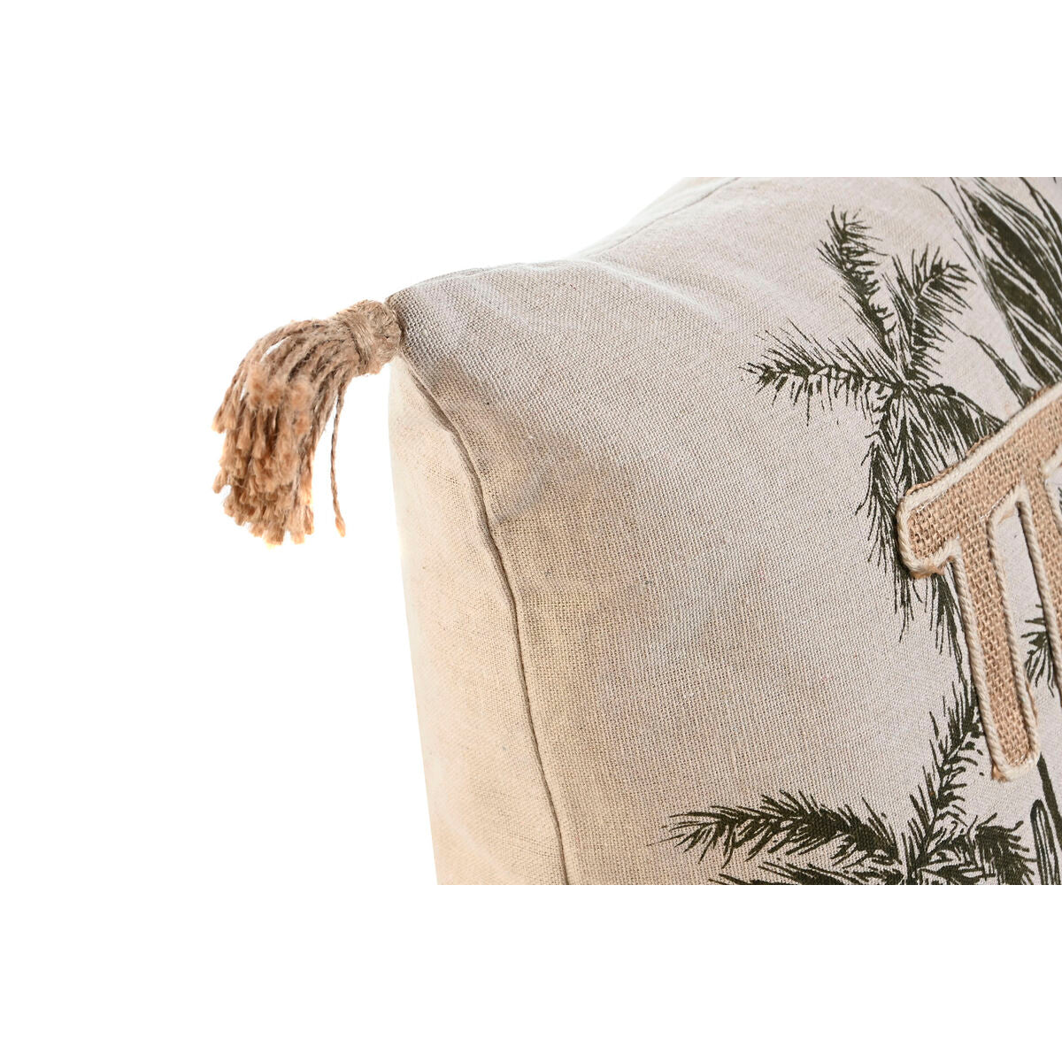 Cuscino Home ESPRIT Beige Naturale Tropicale Boho 45 x 5 x 45 cm