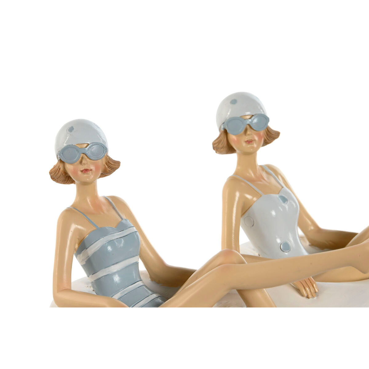 Statua Decorativa Home ESPRIT Bianco Blu cielo Mediterraneo 17,5 x 10 x 10,5 cm (2 Unità)