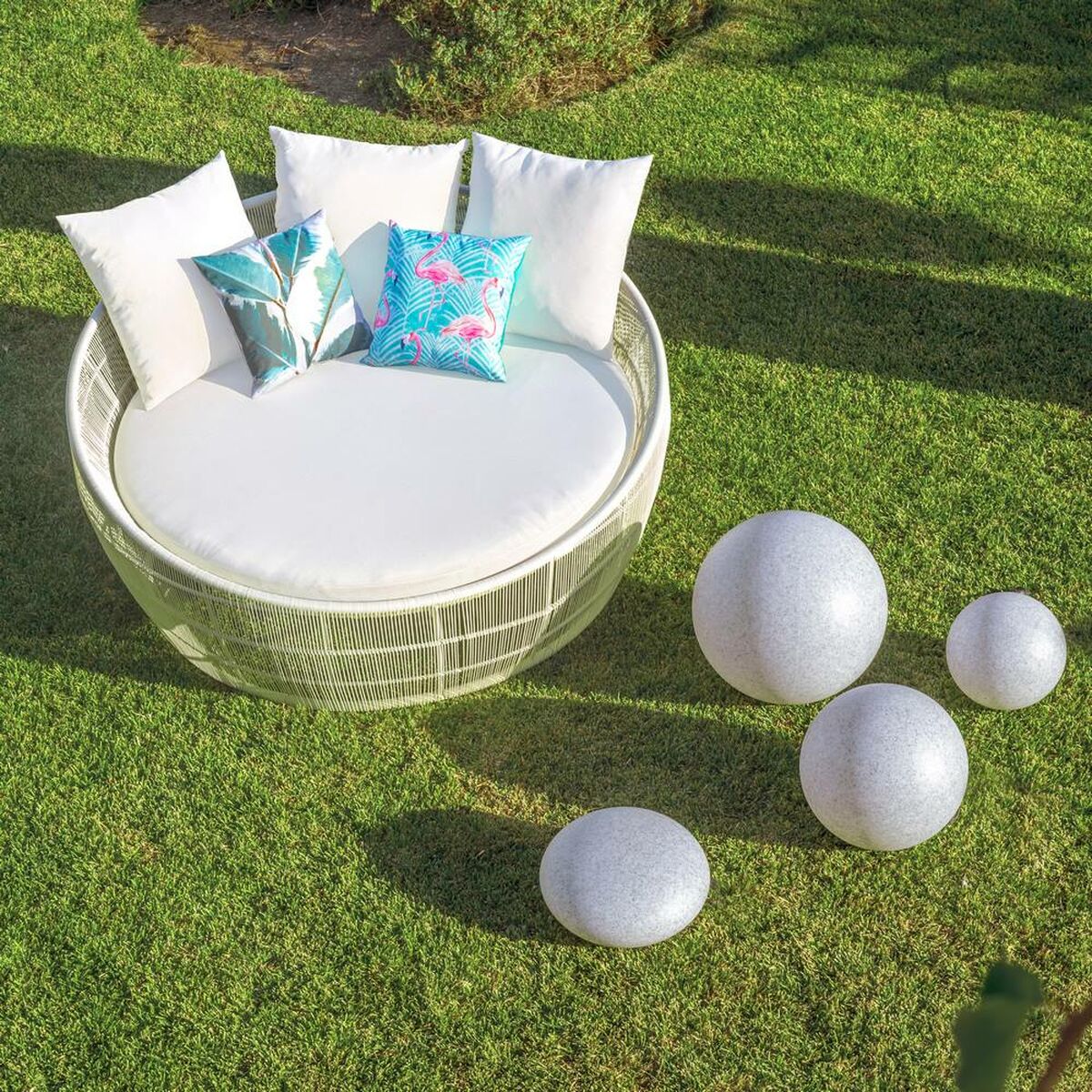 Lettino prendisole rotondo Dido 160 x 160 x 76 cm Rotondo Bianco