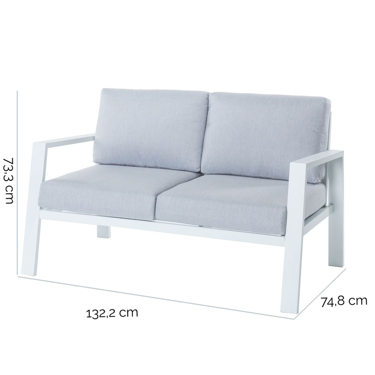 Divano a 2 Piazze Thais 132,20 x 74,80 x 73,30 cm Alluminio