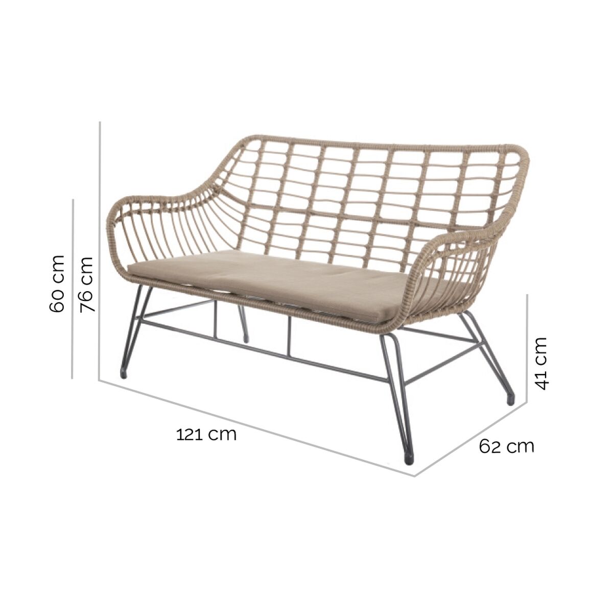 Poltrona da giardino Ariki 121 x 62 x 76 cm rattan sintetico Acciaio Grafite