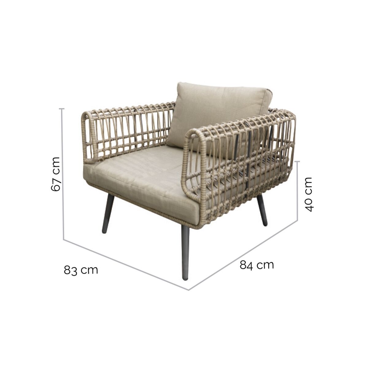 Poltrona da Giardino Ariki 83 x 84 x 67 cm rattan sintetico Acciaio