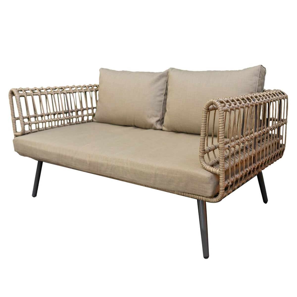 Divano a 2 Piazze Ariki 161 x 84 x 67 cm rattan sintetico Acciaio