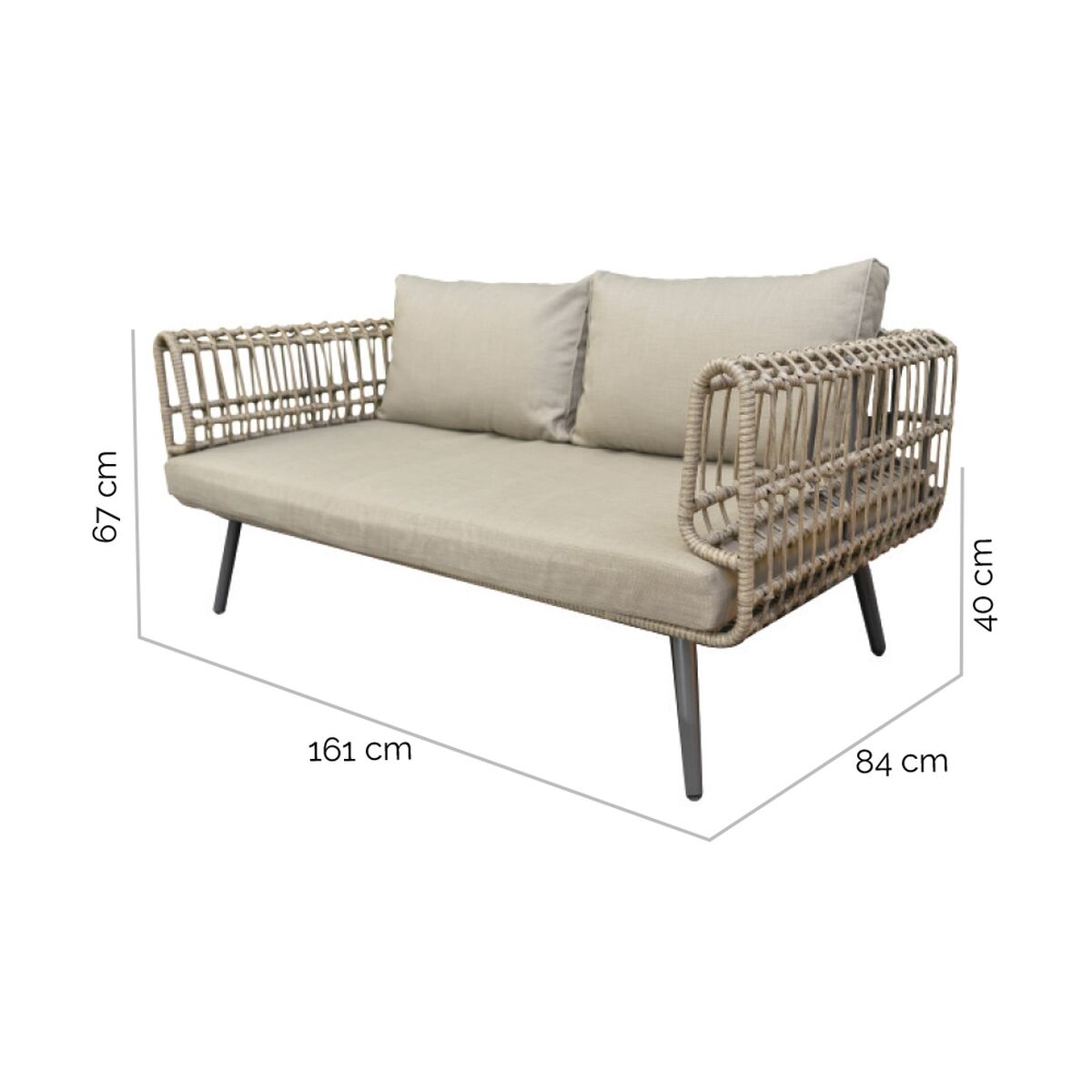 Divano a 2 Piazze Ariki 161 x 84 x 67 cm rattan sintetico Acciaio