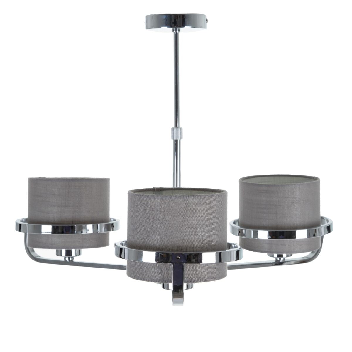 Lampadario Grigio Argentato Lino Metallo Ferro 220-240 V 52 x 50 x 44,5 cm