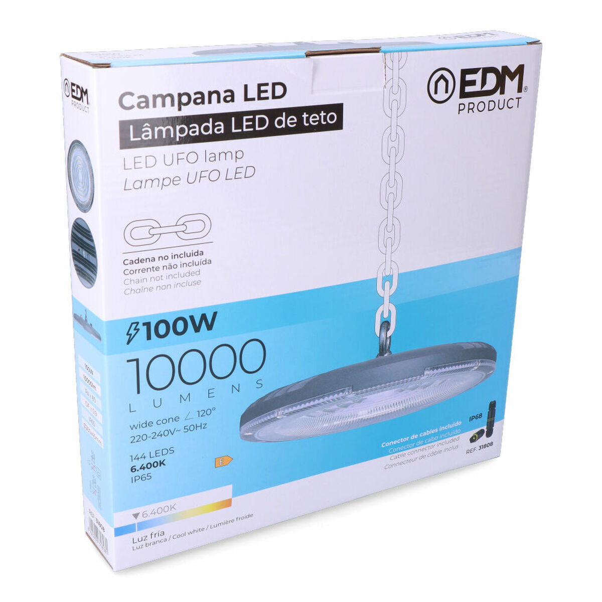 Campana a LED EDM Alluminio 100 W 10000 Lm Ø 30 x 3,2 cm