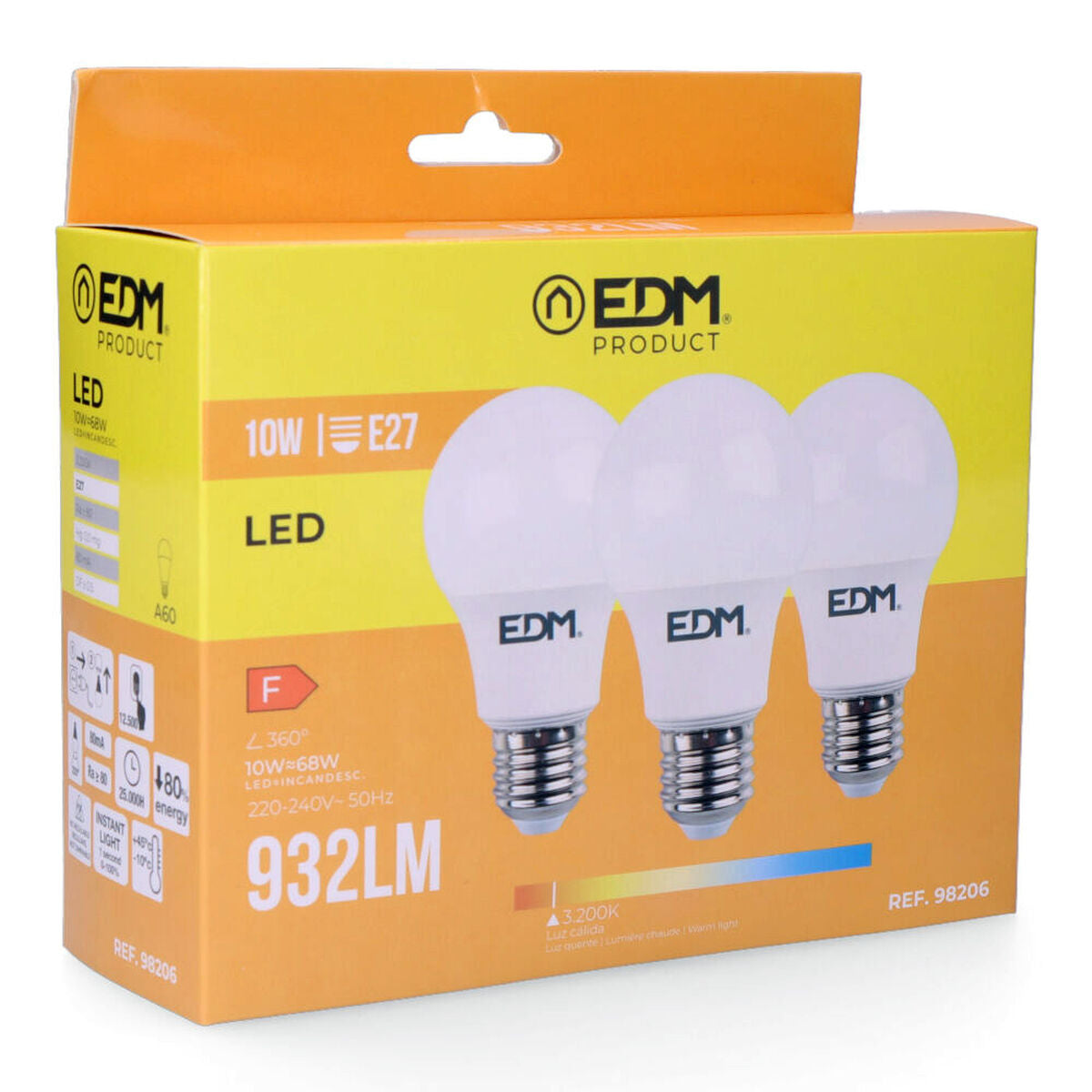 Lampadina LED EDM E27 10 W F 810 Lm (3200 K)