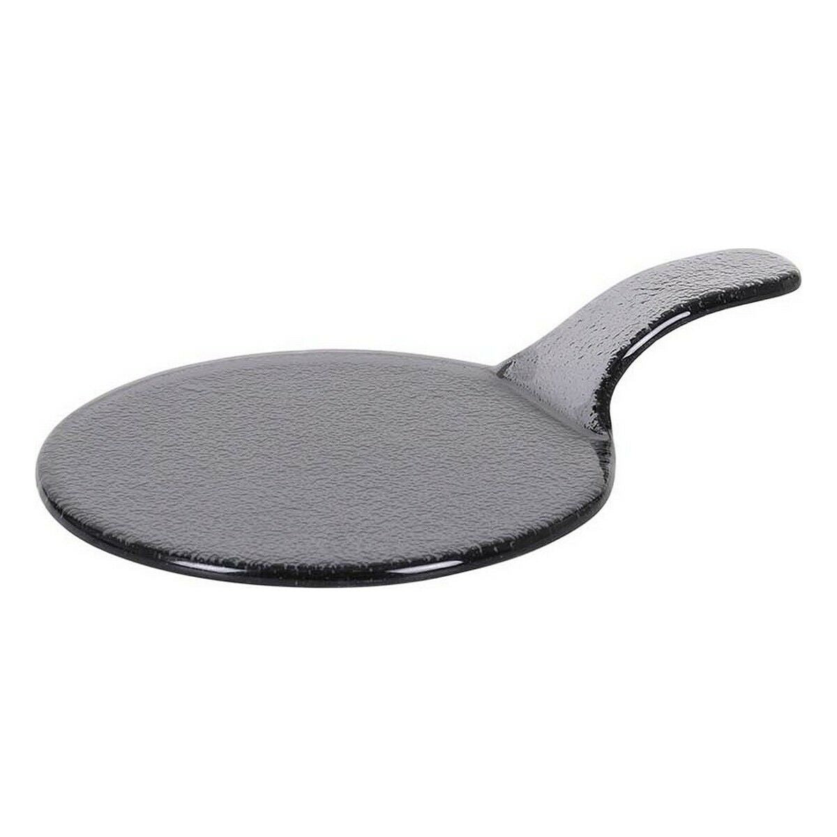 Piatto Piano Nero Vetro Con maniglia (Ø 17 x 25 cm)