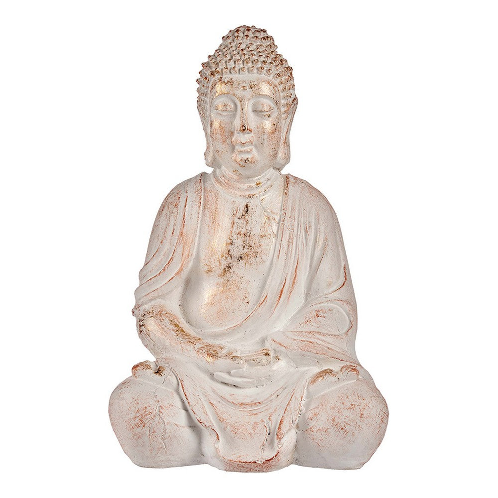 Statua Buddha da giardino Bianco/Dorato Poliresina (24,5 x 50 x 31,8 cm)