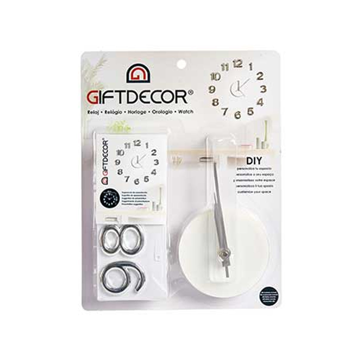 Orologio da Parete Argentato Bianco Adesivo ABS Gomma Eva (Ø 35 cm) (6 Unità)