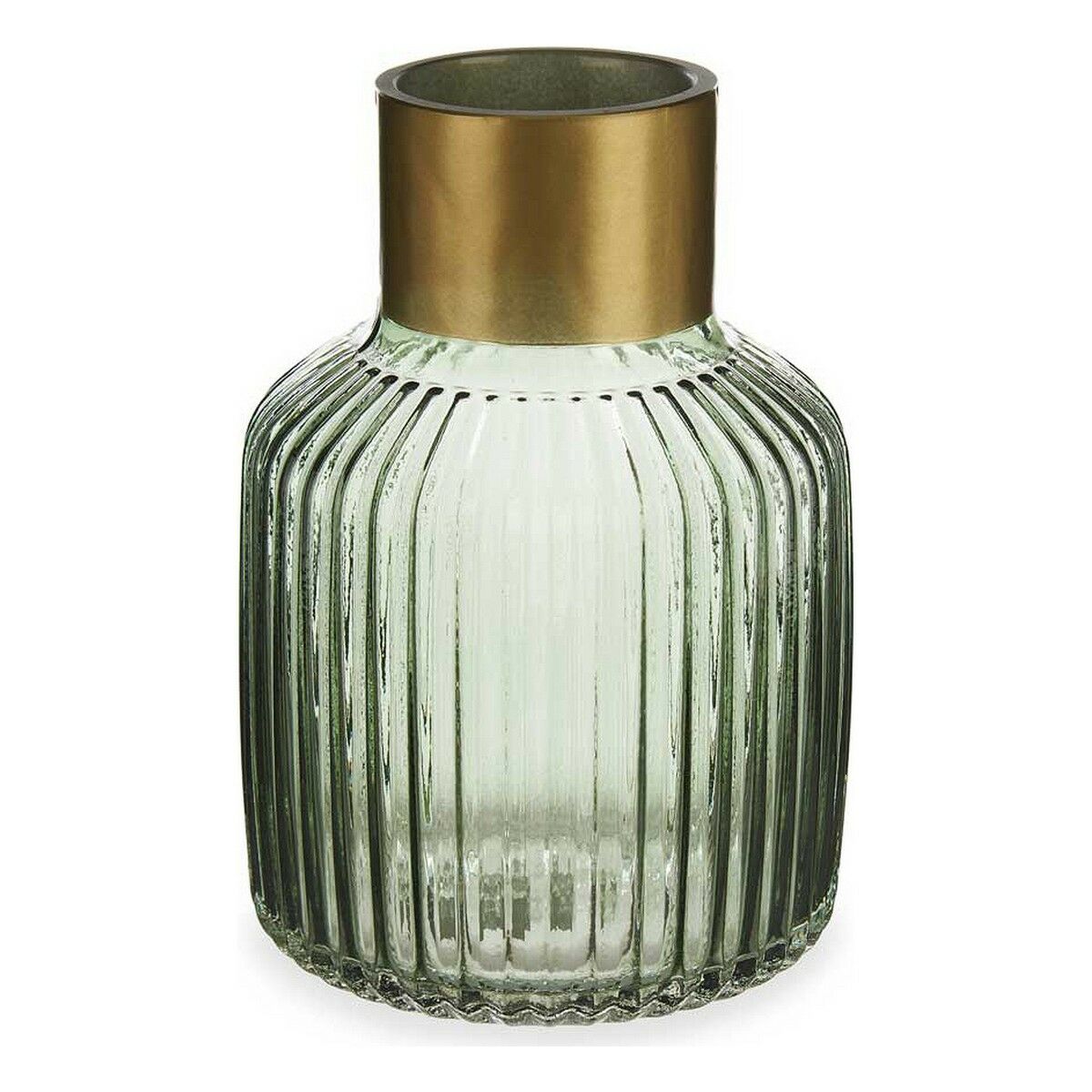 Vaso Righe Dorato Verde Vetro (14,5 x 22 x 14,5 cm)