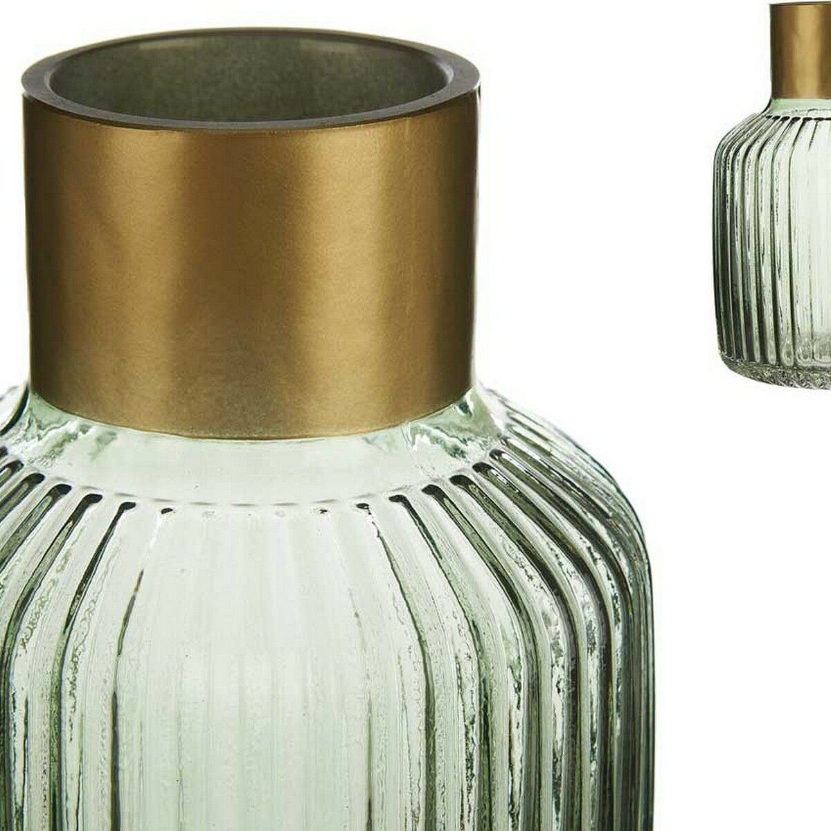Vaso Righe Dorato Verde Vetro (14,5 x 22 x 14,5 cm)