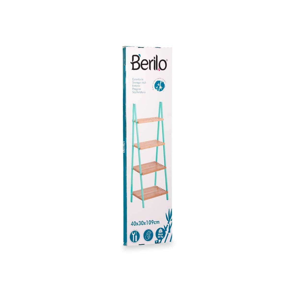 Scaffale da Bagno Naturale Menta Bambù Legno di pino 40 x 109,3 x 30 cm