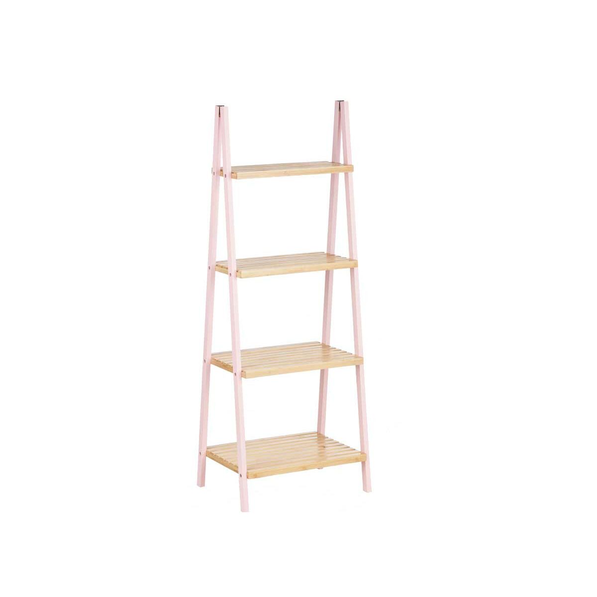 Scaffale da Bagno Rosa Naturale Bambù Legno di pino 40 x 109,3 x 30 cm
