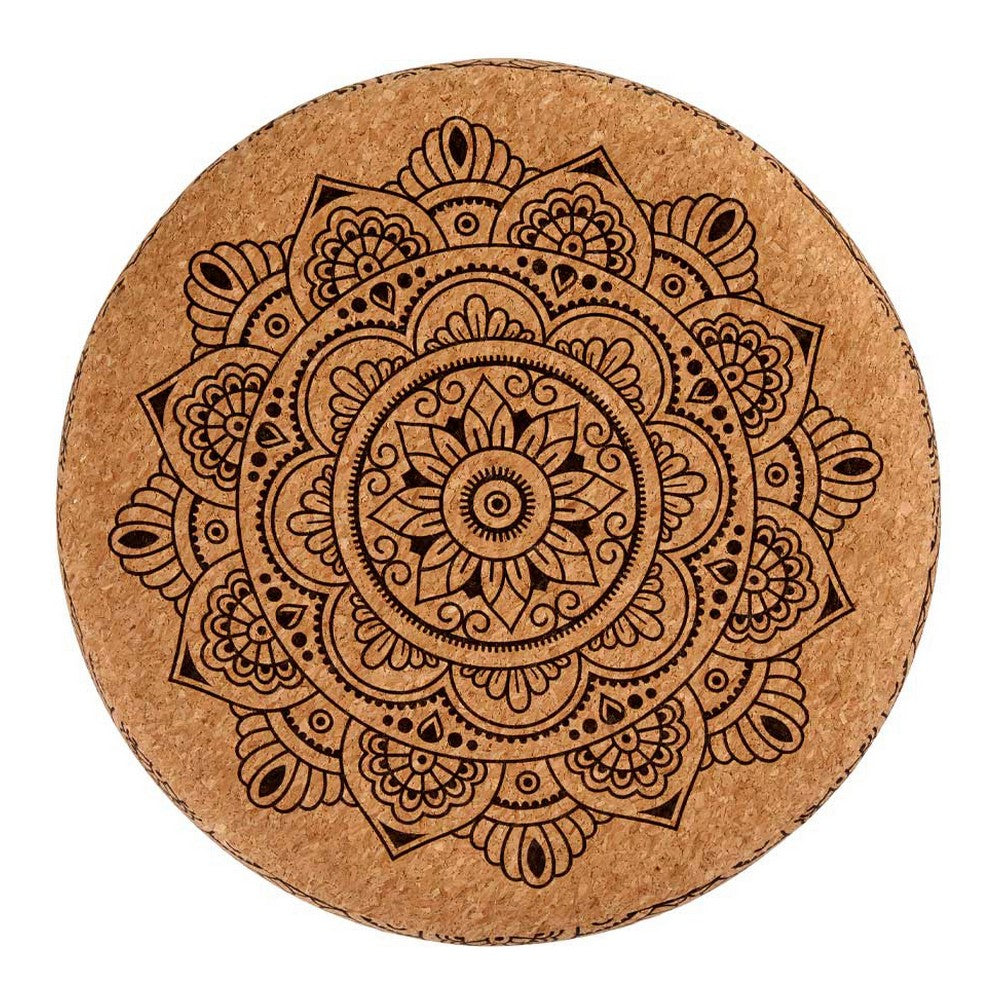 Pouf Mandala Marrone MDF Sughero (34 x 39 x 34 cm)