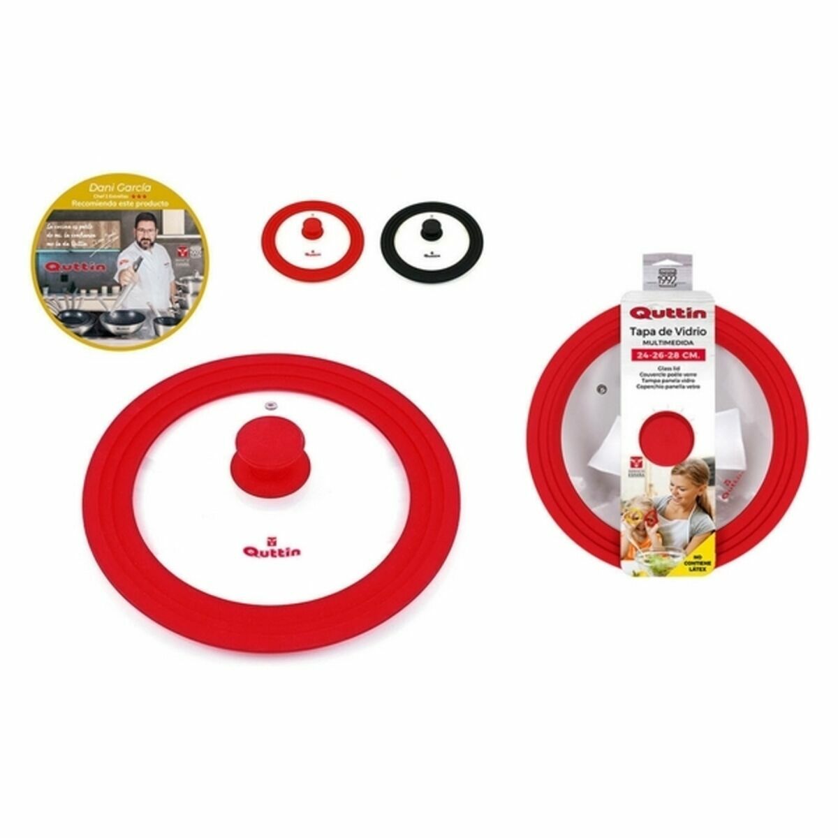 Coperchio per Padella Quttin 52247 Vetro 28 cm (6 Unità) (24-26-28 cm)