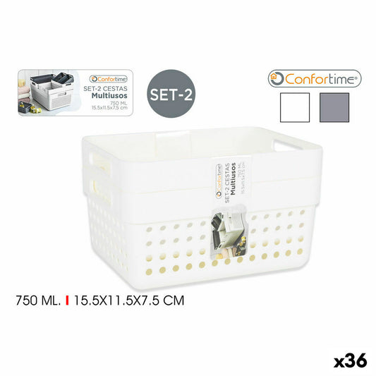 Cestino Multiuso Confortime 144943 15,5 x 11,5 x 7,5 cm (2 Pezzi) (36 Unità) (15,5 x 11,5 x 7,5 cm)