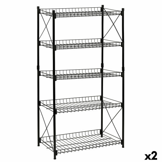 Scaffale Confortime Metallo Nero 52 x 34 x 110 cm (2 Unità)