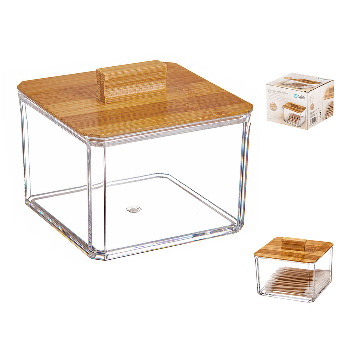 Organizer per trucchi Ballete Bambù 9,5 x 9,5 x 8 cm