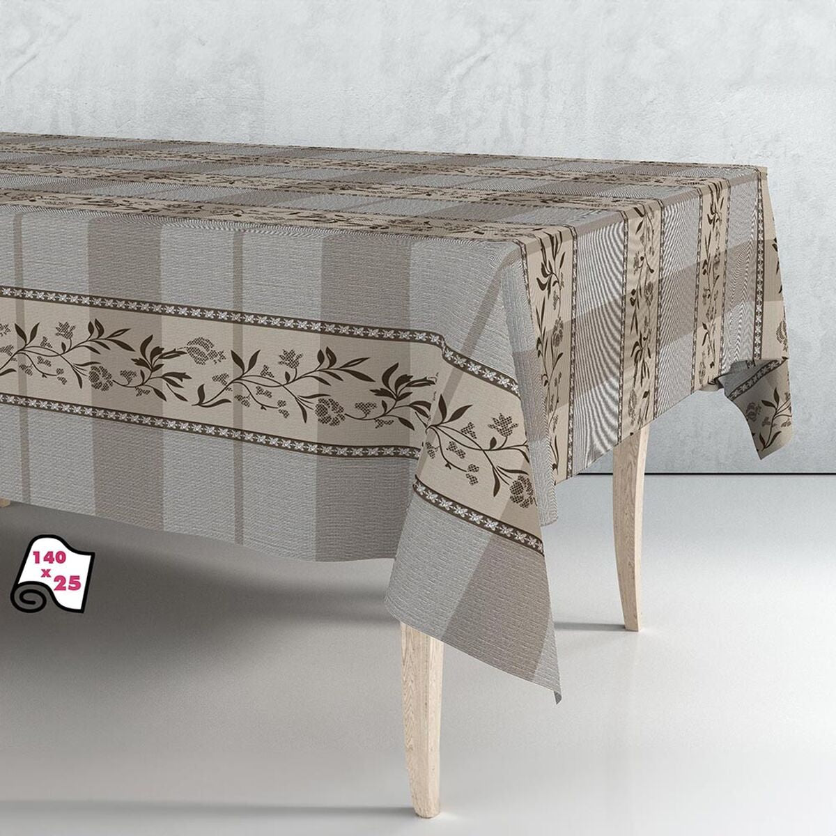 Rotolo di tovaglia Exma Gomma Marrone Beige Classico 140 cm x 25 m