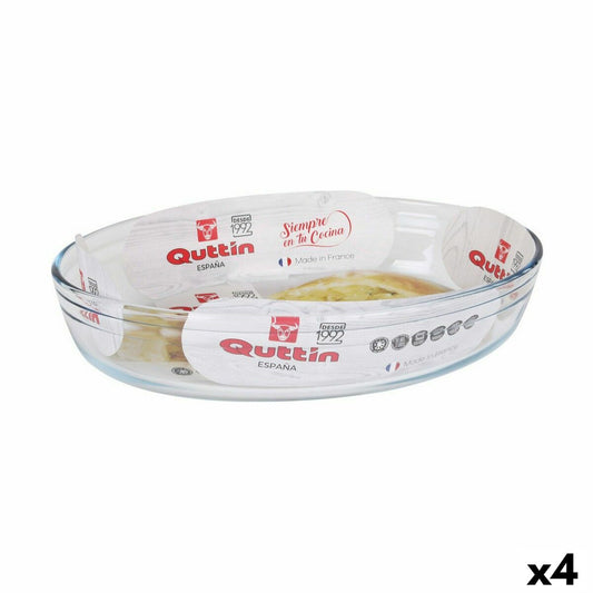Pirofila da Forno Quttin Trasparente 2,2 L Vetro Ovale 30,1 x 20,9 x 6,3 cm (4 Unità)