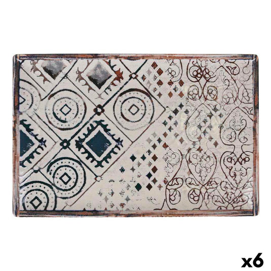 Teglia da Cucina La Mediterránea Grecia Porcellana Rettangolare 30 x 20 x 2,5 cm (6 Unità)