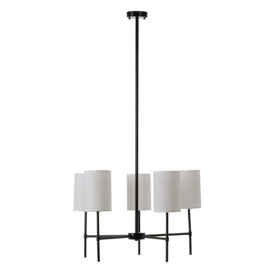 Lampadario 64 x 64 x 38 cm Tessuto Sintetico Nero Metallo Bianco