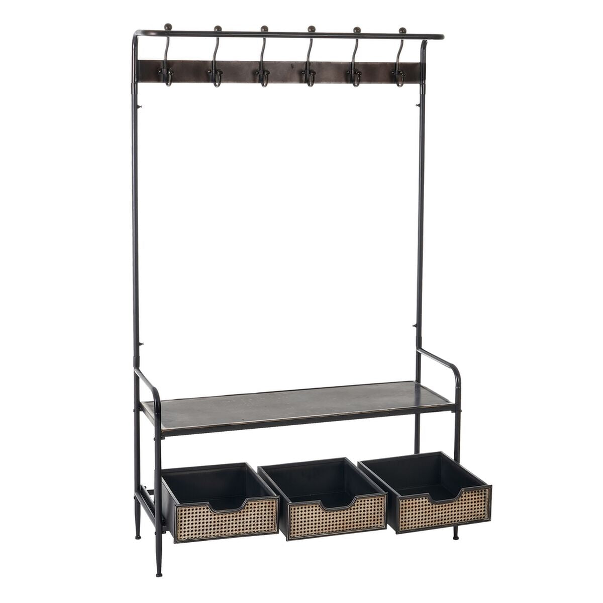 Ingresso con Cassetti BRICK Appendiabiti Marrone Nero Ferro 111 x 37 x 185 cm