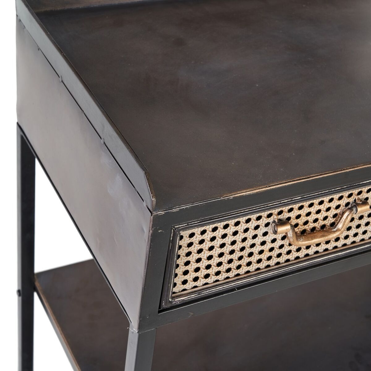 Ingresso con 2 Cassetti BRICK Marrone Nero Ferro 75,5 x 38 x 85 cm