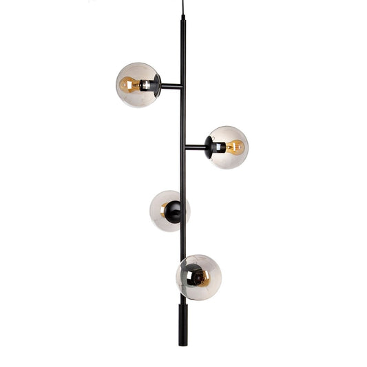 Lampadario 40 x 40 x 234 cm Cristallo Nero Metallo Moderno