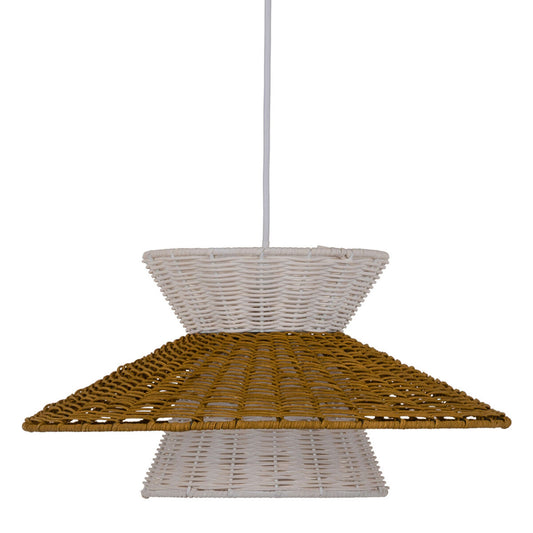 Lampadario 40,5 x 40,5 x 20 cm Metallo Bianco Verde Rattan