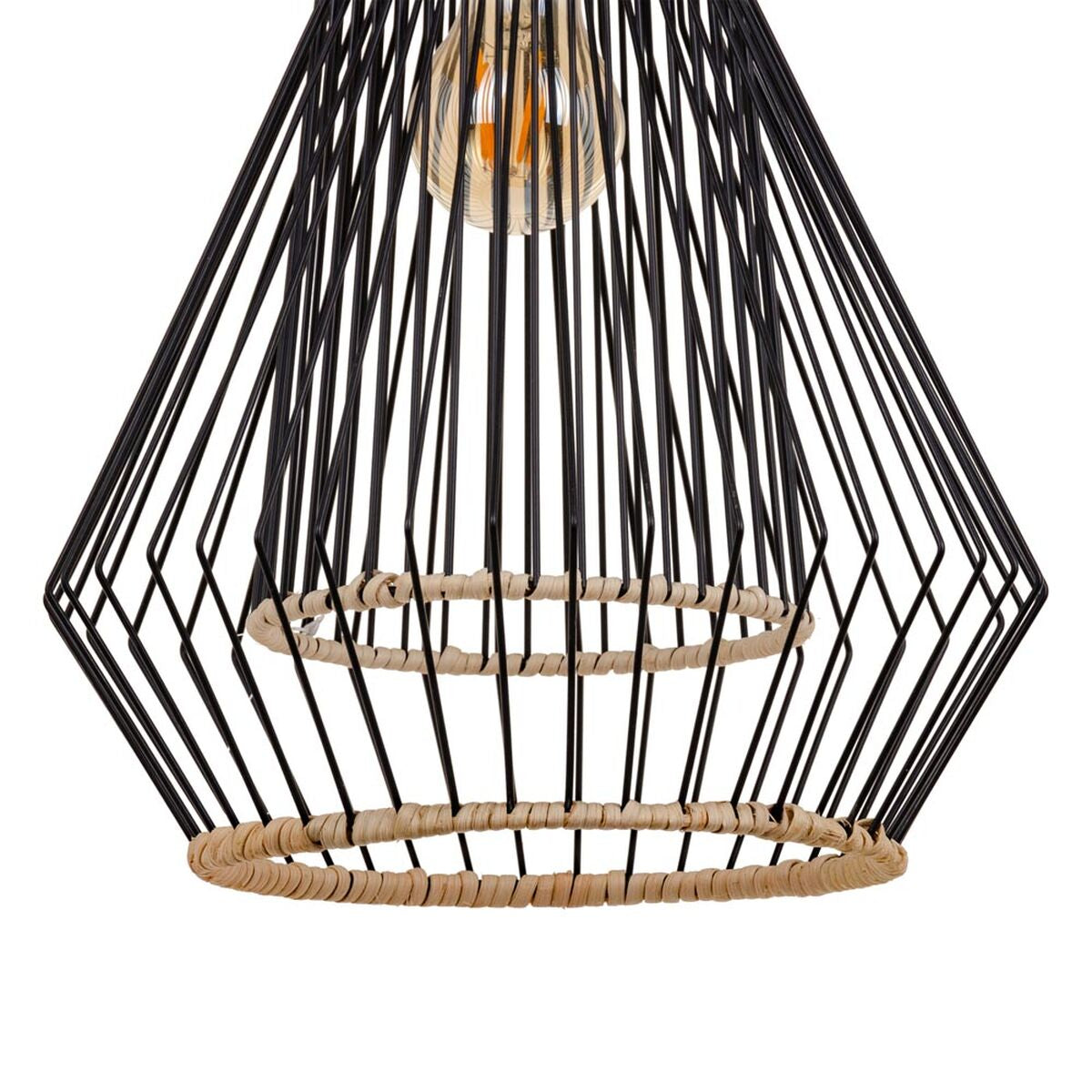 Lampadario 28 x 28 x 36 cm Metallo Bianco Rattan