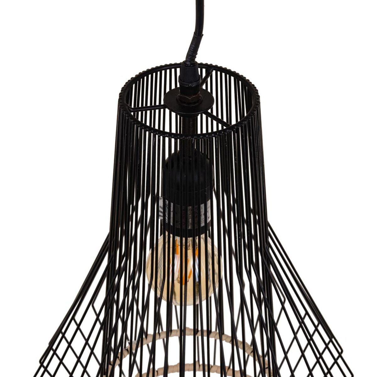 Lampadario 28 x 28 x 36 cm Metallo Bianco Rattan