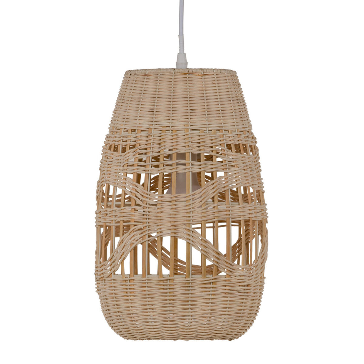 Lampadario 21,5 x 21,5 x 34,5 cm Metallo Crema Rattan