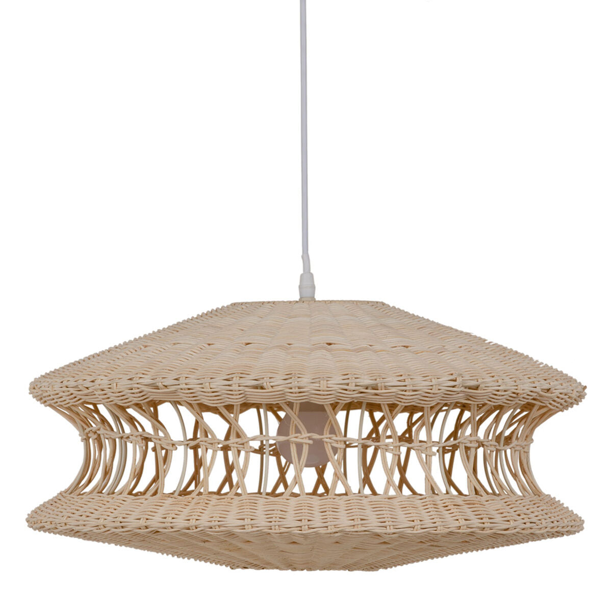 Lampadario 52,5 x 52,5 x 25 cm Metallo Crema Rattan