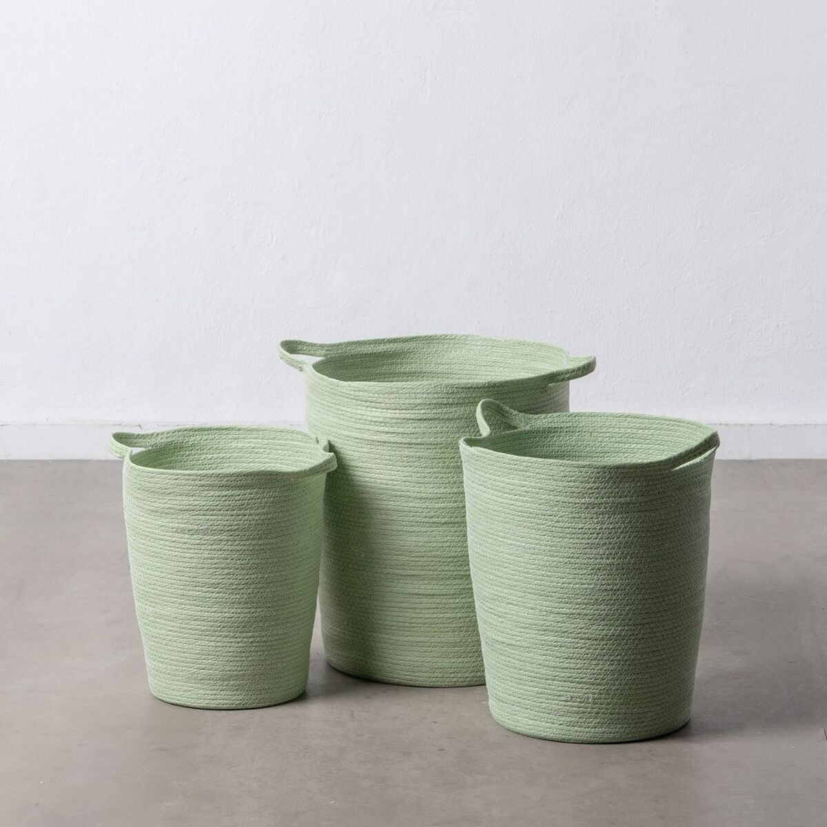 Set di Cesti Corda Verde Chiaro 48 x 48 x 42 cm (3 Pezzi)