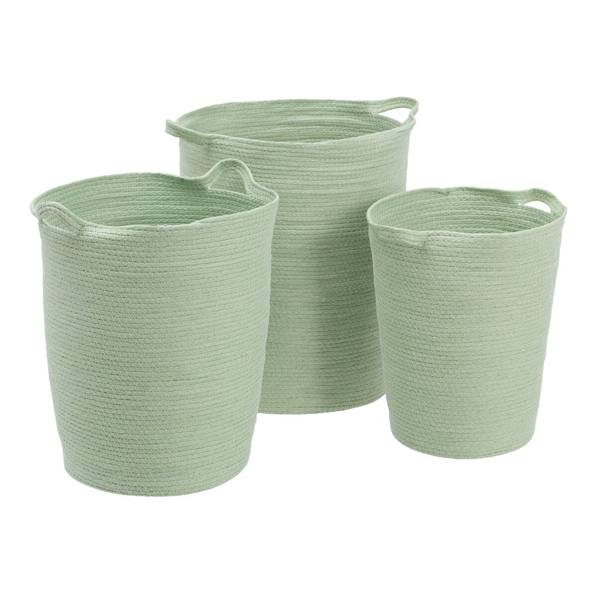 Set di Cesti Corda Verde Chiaro 48 x 48 x 42 cm (3 Pezzi)